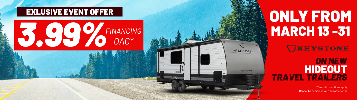 Fraserway RV 3.99 Interest Rate on Hideouts